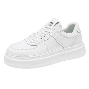 森马男鞋冬季百搭真皮白色板鞋男士休闲皮鞋运动厚底增高小白潮鞋