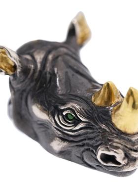 渡鸦专属手工纯银犀牛情侣吊坠