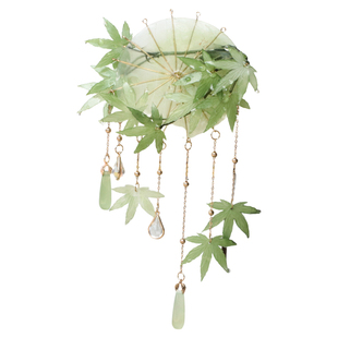 青枫执伞 热缩花簪u型发簪新中式古风簪子发钗盘发汉服流苏步摇绿