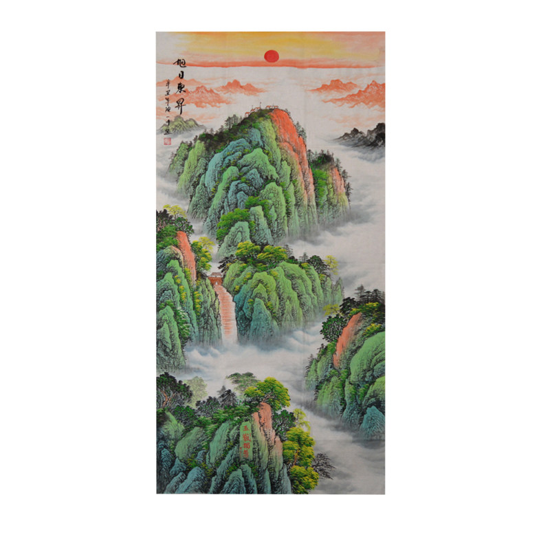 国画泰山日出纯手工原稿办公室
