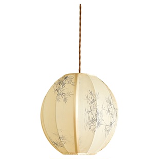 物几空间竹影新中式复古灯笼布艺餐厅书房卧室茶室灯具球形吊灯