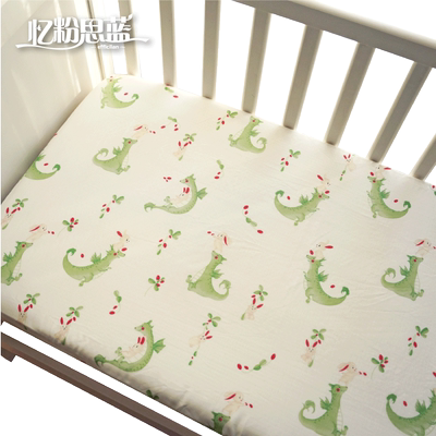 忆粉思蓝婴儿床笠竹纤维夏季床品
