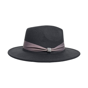 三环路缎面织带平檐礼帽时尚复古气质平顶帽子高级名媛简约显脸小