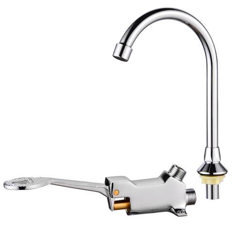 脚踏式水龙头实验室医院用食品厂洗手盆单冷全铜开关阀门脚踩龙头