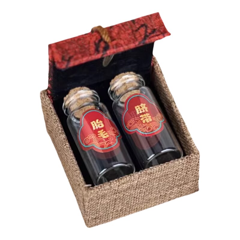 婴儿胎毛收藏盒胎发自制作脐带纪念品储存瓶乳牙保存盒肚脐收藏F4