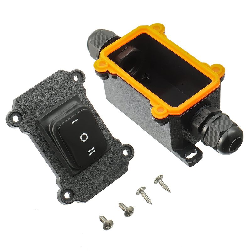 大功率户外线上IP67防水接线盒，船型防水开关带灯12-24V防水盒