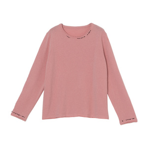 美丽客栈大码粉色100%绵羊毛套头衫毛衣女新款冬季精致高级感独特