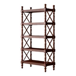 美式实木书架客厅落地欧式书柜家用多层置物架儿童收纳小隔断柜子