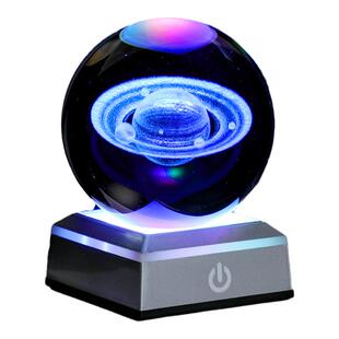 水晶球小夜灯摆件太阳系月球银河水母玻璃球装饰送男朋友生日礼物