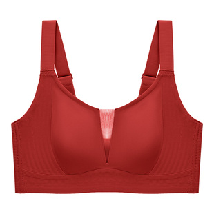 红色本命年无痕兔耳杯内衣女大胸显小聚拢防下垂收副乳无钢圈文胸