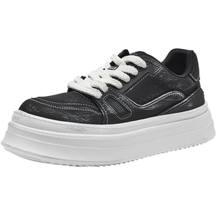 热风男鞋2026年春季新款男士板鞋厚底小白鞋慢跑鞋子H14M26119