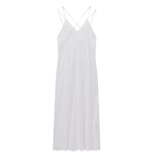 蕾丝刺绣连衣裙叠穿镂空慵懒松弛感长裙拼接大码女白色背心吊带裙