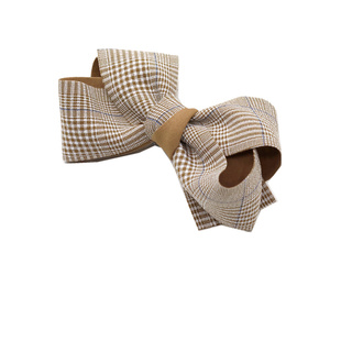 包邮格子布艺发夹拼色发饰扭扭发卡蝴蝶结顶夹盘发饰品职业头花