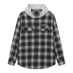 AFGK25SS美式复古格纹连帽长袖衬衫男女潮牌春秋外套情侣复古衬衣