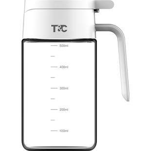 TC油壶厨房家用翻盖油罐高硼硅玻璃耐高温食用级醋酱油瓶容易清洗