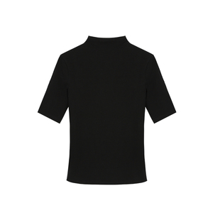 Maven Lin极简通勤 基础半高领修身t恤女显瘦气质五分袖针织上衣