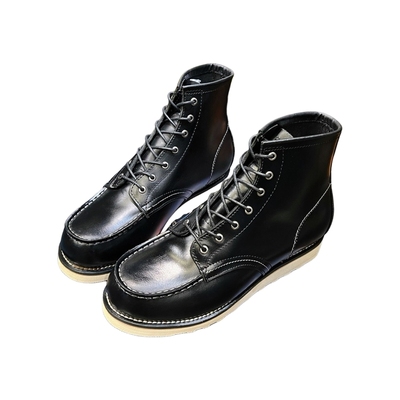 头层牛皮靴潮流百搭方头休闲男鞋