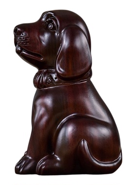 黑檀木雕狗摆件家居实刻工