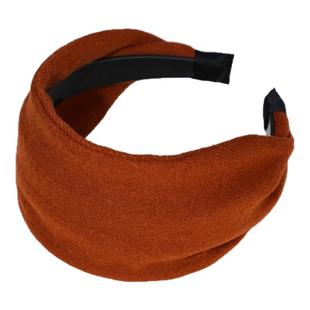 羊毛发箍~南瓜橘色超宽发箍女显白温暖头箍简约复古小众发饰头饰