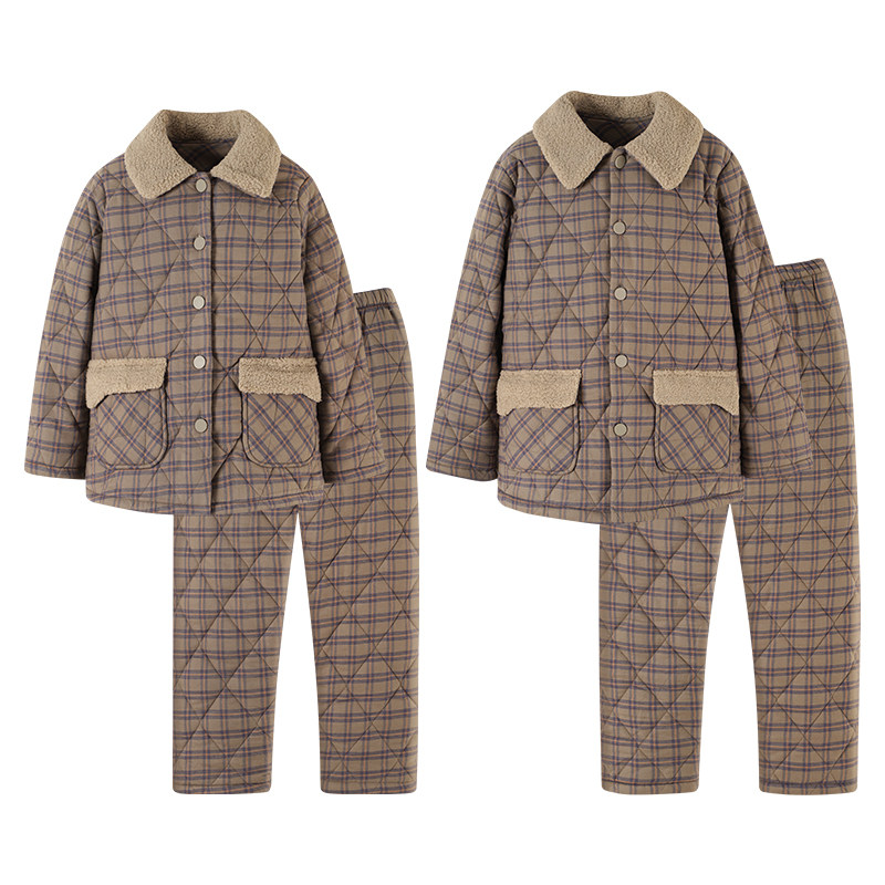 康汝雅冬季加厚纯棉布夹棉家居服