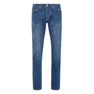 PHILIPP PLEIN 男士超直筒剪裁牛仔裤水波纹休闲高级感潮男