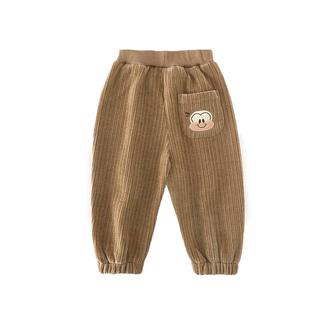 巴布豆男童裤子秋冬薄绒款男宝宝加绒休闲裤外穿卫裤秋季儿童长裤
