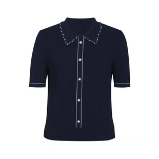 2024新品商场同款时尚POLO领通勤减龄上衣五分袖针织衫NZ03414Q7