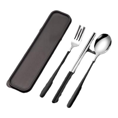 北欧风学生便携餐具套装不锈钢筷子勺子套装上班族勺叉筷三件套装