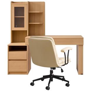 全友家居原木风伸缩组合书桌书柜一体卧室书房电脑桌办公学习桌子