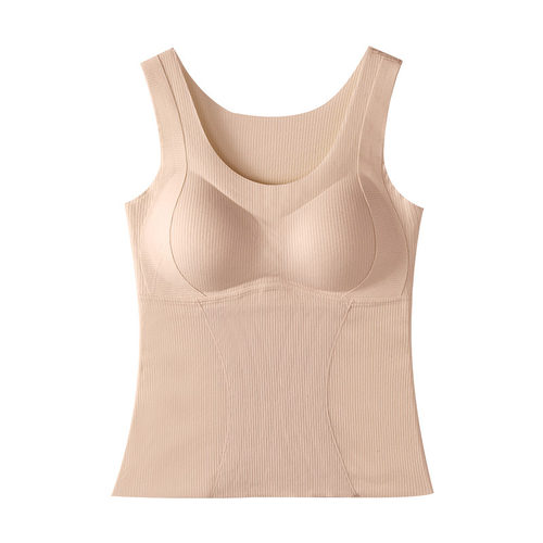 猫人德绒保暖背心女带胸垫文胸一体2025新款加绒羊绒打底吊带内衣