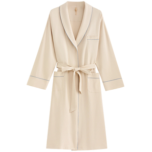 睡袍女士睡衣春秋季浴袍睡裙长款薄款夏季纯棉长袖浴衣日式加大码