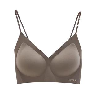 一轻松无尺码内衣性感美背固定杯光面无痕吊带时尚镂空小背心内衣