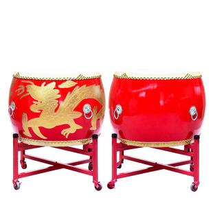 大鼓牛皮鼓成人龙鼓中国红舞狮鼓儿童演出战鼓木质堂鼓威风锣鼓