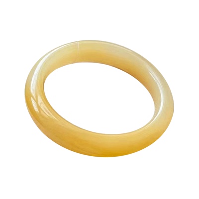 手镯女款冰种玉镯黄色扁条高冰透