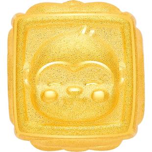 明牌珠宝硬金鼠龙猴手串 黄金十二生肖本命年三合如意手串AFP0676