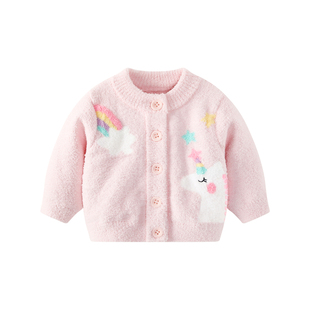 波步宝宝半边绒套装2026秋冬加绒毛衣婴儿加厚家居服冬装保暖衣服