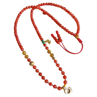 天然南红玛瑙珠链万用扣绳子泰式风小米珠子项链可穿吊坠佛公挂绳