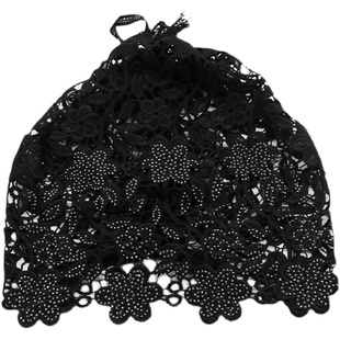 春夏薄款帽子透气民族风镂空钩花蕾丝网红时尚单层遮白发头巾帽潮