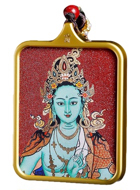 九华山唐卡吊坠绿度母佛牌