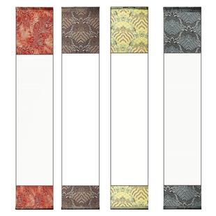 宋锦国风空白卷轴书法宣纸作品纸国画写毛笔字大画轴长卷手卷半生半熟竖版横幅装裱好的挂轴挂画画轴定制批发