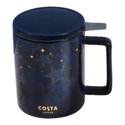 COSTA杯带盖勺男女马克杯北欧ins茶杯茶水分离陶瓷杯水杯咖啡杯