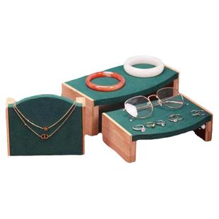 竹木首饰展示架茶几三件套手镯底座戒指项链柜台套装珠宝展示道具