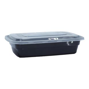 一次性餐盒美式打包盒750/1000方盒加厚塑料快餐外卖商用带盖饭盒