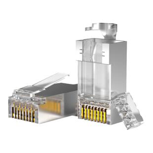 顶臻七类水晶头屏蔽超六类CAT.7船舶用8八类万兆RJ45网线头带燕尾