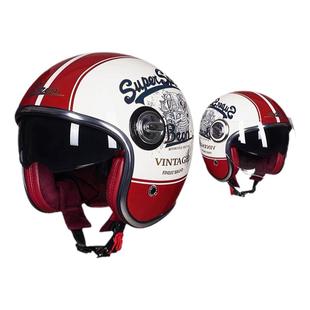 BEON复古头盔半覆式男女哈雷摩托车半盔双镜片电动车踏板机车夏季