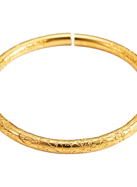 足金包银吉言开口圆条手镯实心