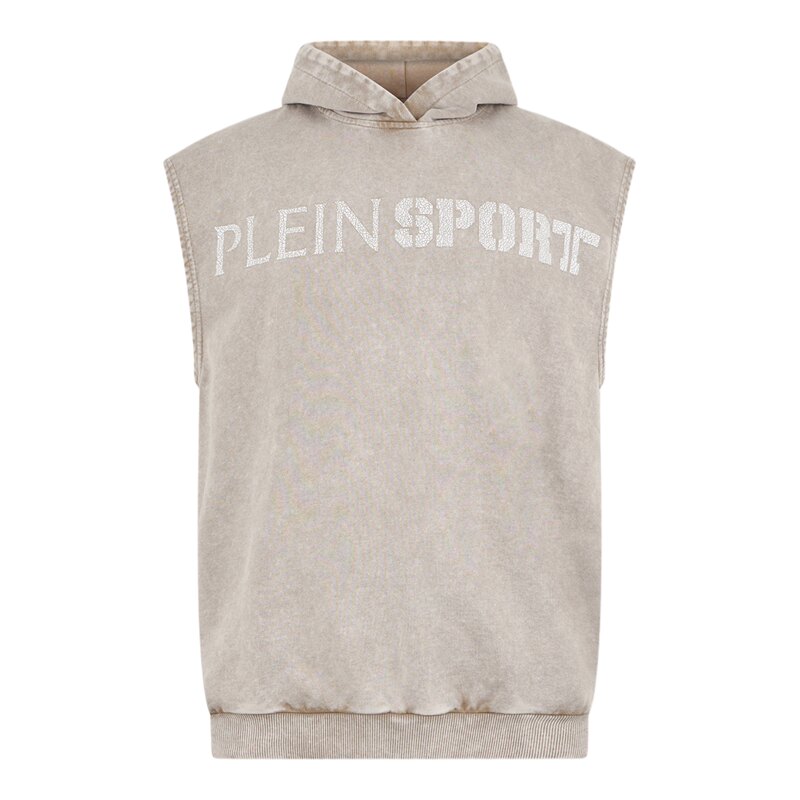 PHILIPP PLEIN 男士复古做旧无袖连帽卫衣宽松马甲上衣PLEINSPORT