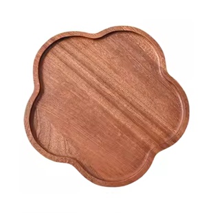 花瓣形状木餐盘乌檀木托盘水果面包小盘子果盘餐盘桃花盘花形摆盘