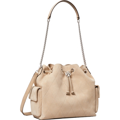 【礼物】TORY BURCH 汤丽柏琦 CHARLIE 绗缝抽绳水桶包 183592
