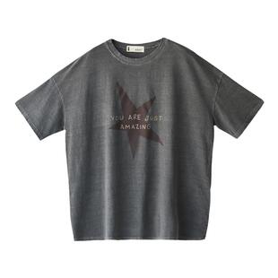 包邮T0718C 韩版文艺休闲宽松大版薄款五角星印花短袖长款T恤女夏
